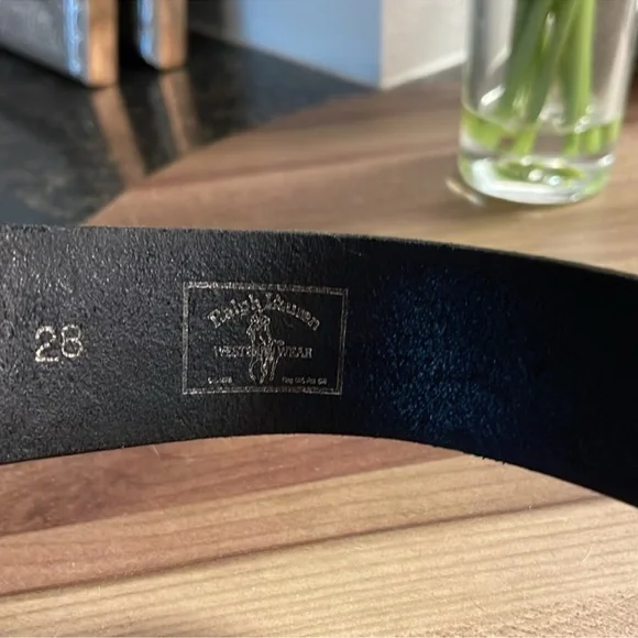 Ralph Lauren Black Tooled Leather Concho Belt